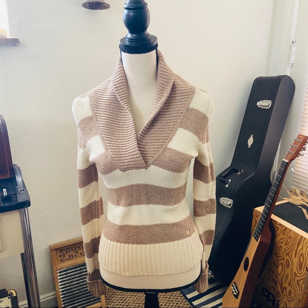 Collared Angora Blend Striped Sweater from AEO